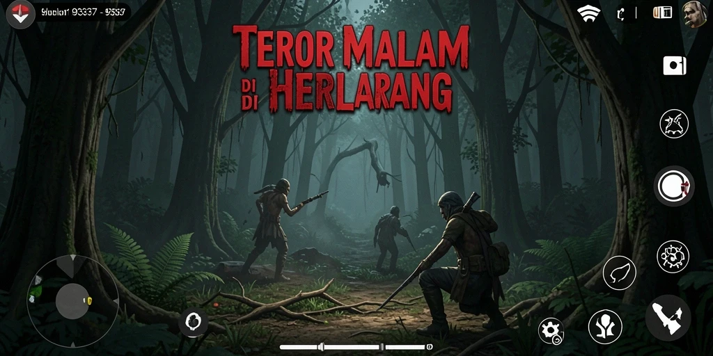Gameplay menegangkan di dalam hutan misterius.