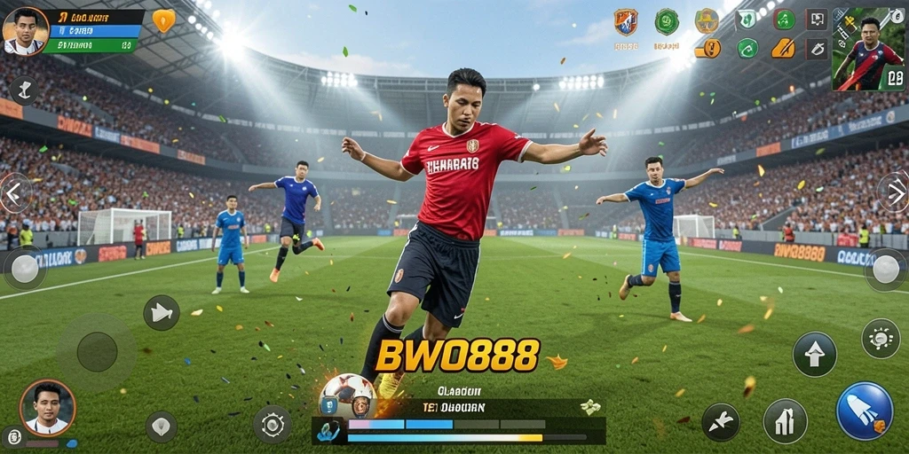 Tangkapan layar BWO888 menampilkan aksi mendebarkan dalam permainan olahraga.