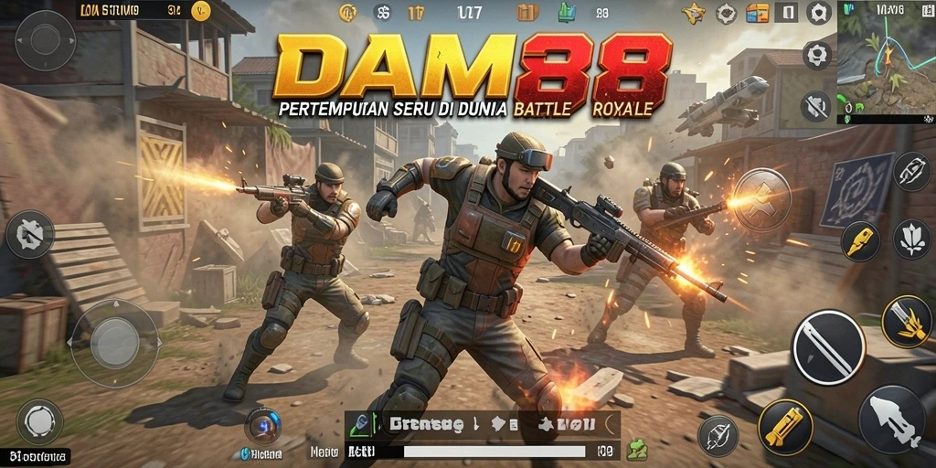Gambaran gameplay intens dari pertempuran Battle Royale di DAM88.