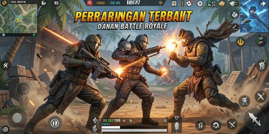 Screenshot utama IDR77 menampilkan aksi seru dalam gameplay Battle Royale.