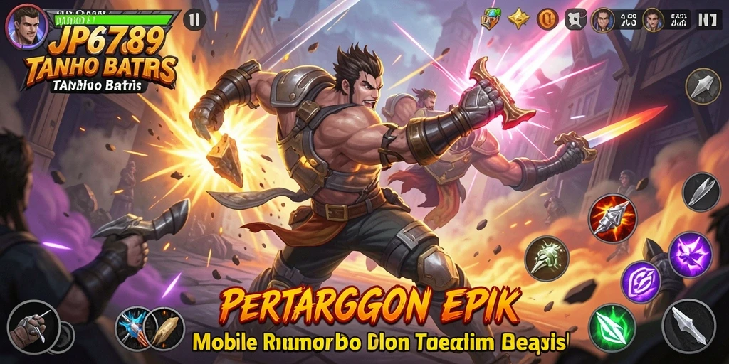 Screenshot utama JP6789 menampilkan aksi pertarungan yang intens.