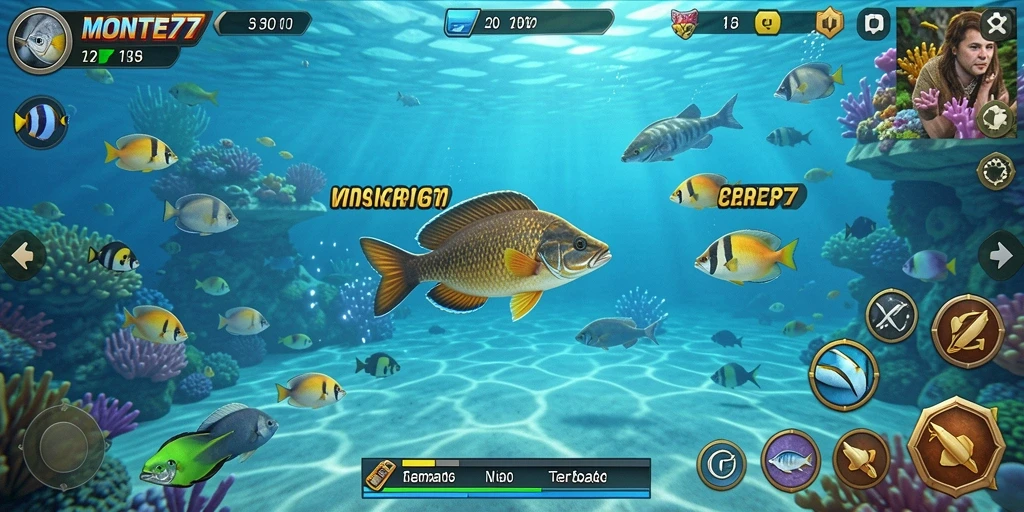 Screenshot menunjukkan gameplay seru Tembak Ikan dalam MONTE77.