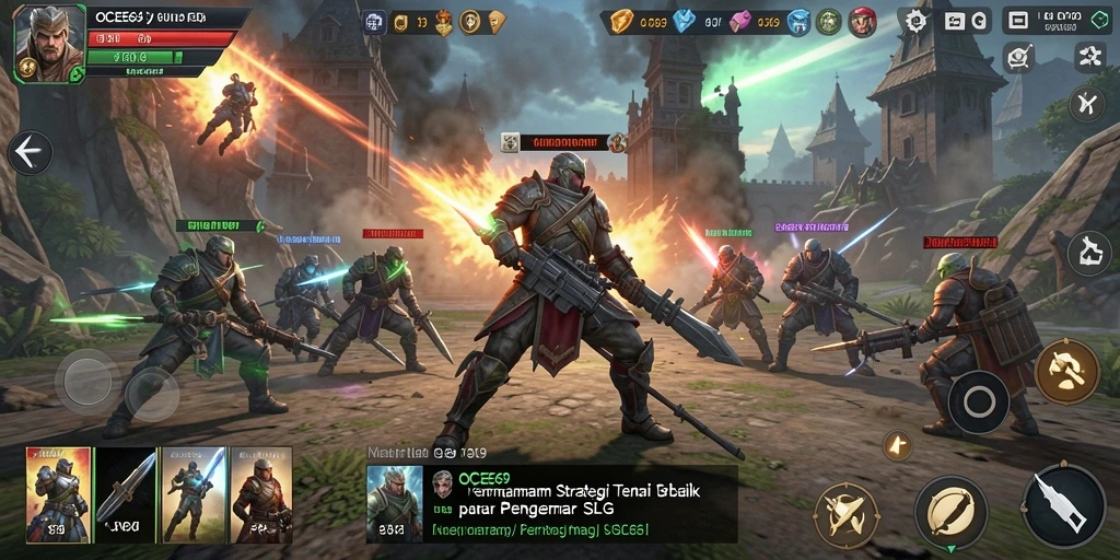 Screenshot gameplay OCE69 dengan aksi perang strategis yang mendebarkan.