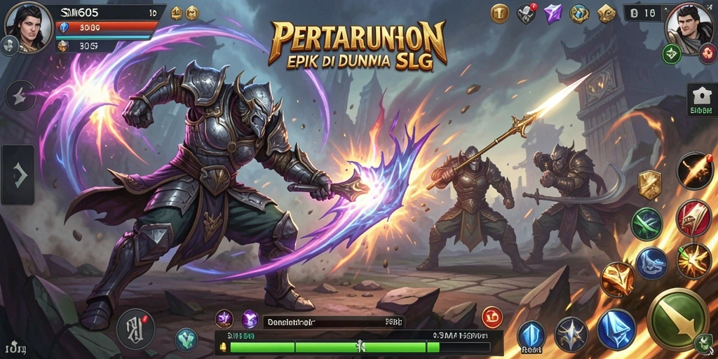 Gameplay menegangkan dalam pertempuran strategi SLG.